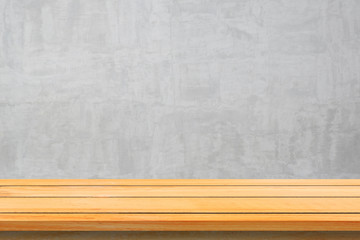 Empty top wooden shelves and stone wall background. Perspective brown wood shelves over stone wall background. - can be used for display or montage your products.Mock up for display of product.
