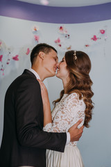 A beautiful bride and handsome groom during wedding registration