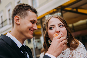 Russian wedding bread with salt. Russian wedding ceremony