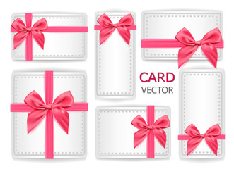 Vector holiday present, gifr packaging with silk ribbon bowtie set