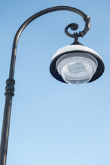 Led street lamp covered with snow
