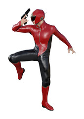 3D Rendering Male Superhero on White