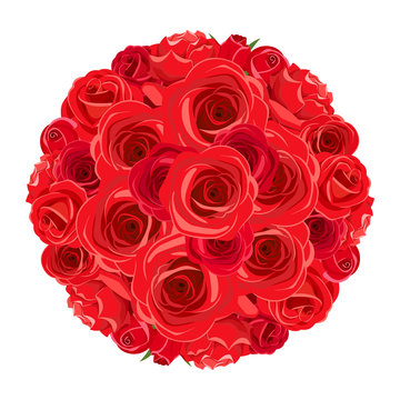 Vector red roses bouquet isolated on a white background.