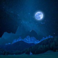 Mountain in Moon Light