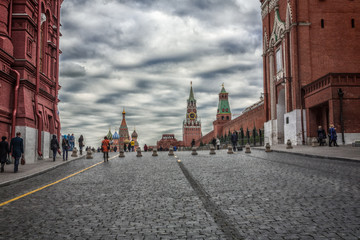Gloomy autumn clouds over Red Square in Moscow