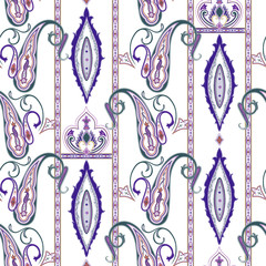 Fototapeta na wymiar Ornamental vertical print, paisley seamless pattern. Vector illusstration