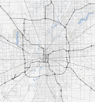 Map Indianapolis city. Indiana Roads