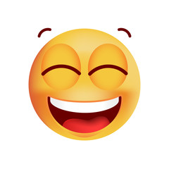 Cute Very Happy Emoticon on White Background. Isolated Vector Illustration 