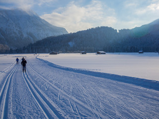 cross-country skiing in winter, Oberstdorf, Allgau, Germany
