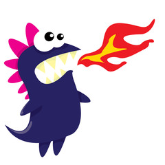 Vector cartoon funny dragon. Cartoon Dinosaur.