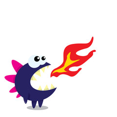 Vector cartoon funny dragon. Cartoon Dinosaur.