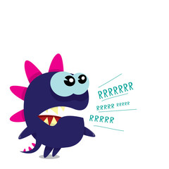 Vector cartoon funny dragon. Cartoon Dinosaur.