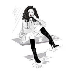 sensual woman in high boots