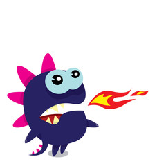 Vector cartoon funny dragon. Cartoon Dinosaur.