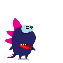 Vector cartoon funny dragon. Cartoon Dinosaur.