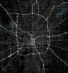 Black and white map of Indianapolis city. Indiana Roads - 134139591