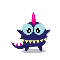 Vector cartoon funny dragon. Cartoon Dinosaur.