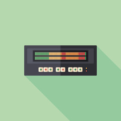Sound mixer flat square icon with long shadows.