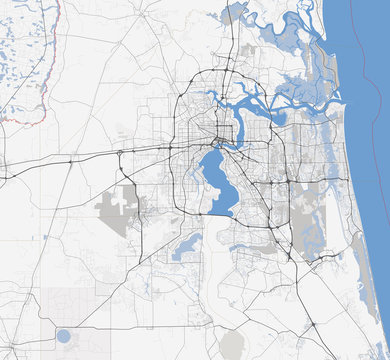 Map Jacksonville city. Florida Roads