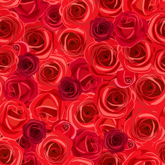 Vector seamless background with red roses.