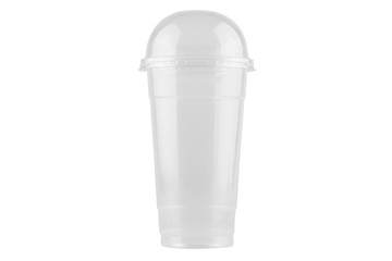 Empty plastic cup isolated on white background - clipping paths.