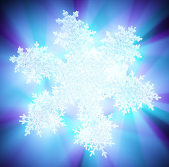 Fototapeta na wymiar Light Spectrum, Icy Snowflake