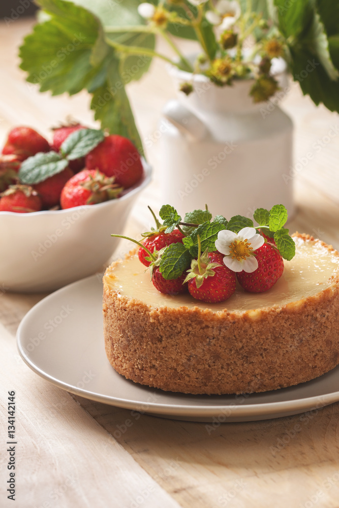 Poster Cheesecake with strawberries