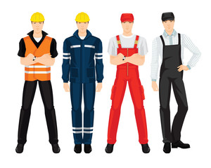 Obraz premium Vector illustration of worker man in uniform isolated on white background
