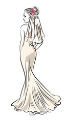 Obraz premium Image of a beautiful girl in a wedding dress isolated on white b