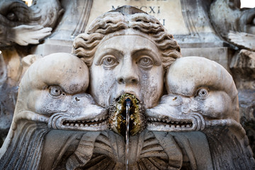Fountain at the Pantheon in Rome, Italy (detail)