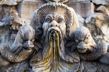 Fototapeta na wymiar Fountain at the Pantheon in Rome, Italy (detail)