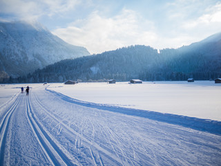 cross-country skiing in winter, Oberstdorf, Allgau, Germany