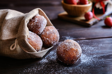 Bomboloni - Italian doughnuts stuffed with strawberry jam