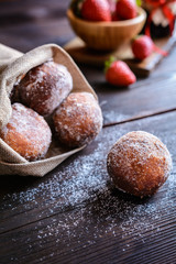 Bomboloni - Italian doughnuts stuffed with strawberry jam