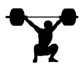 Weightlifting snatch. Silhouette of a man. - 134145562