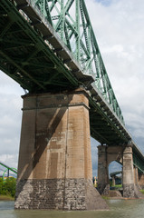 Pont Jacques Cartier the steel truss cantilever bridge that crosses the Saint Lawrence River, connecting Montreal Island, Montreal, Quebec to the south shore at Longueuil, Quebec, Canada.