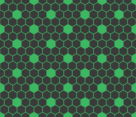 Seamless black and green hexagon honeycomb tile pattern vector