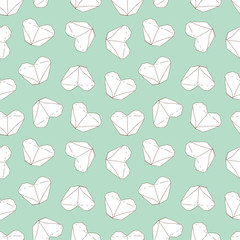 Cute Valentines day Illustration. Wedding seamless pattern with origami hearts. Background in vector