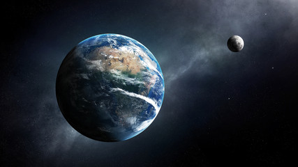 Earth and moon space view