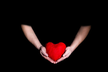 Fototapeta premium men's hands hold heart Valentine' day
