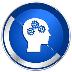 Head silver metallic web and mobile phone vector icon
