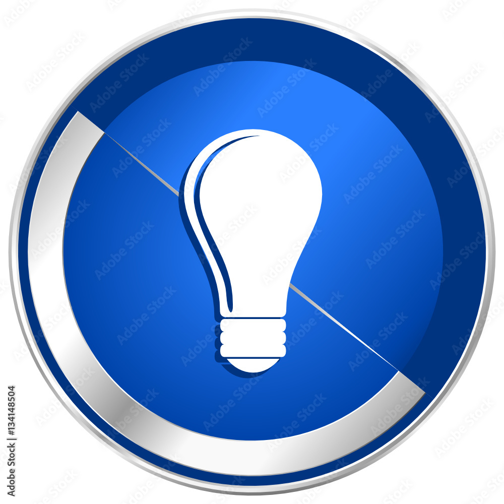 Poster bulb silver metallic web and mobile phone vector icon.