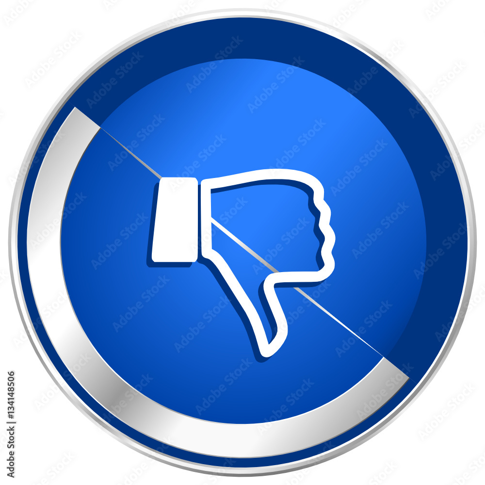 Poster dislike silver metallic web and mobile phone vector icon.