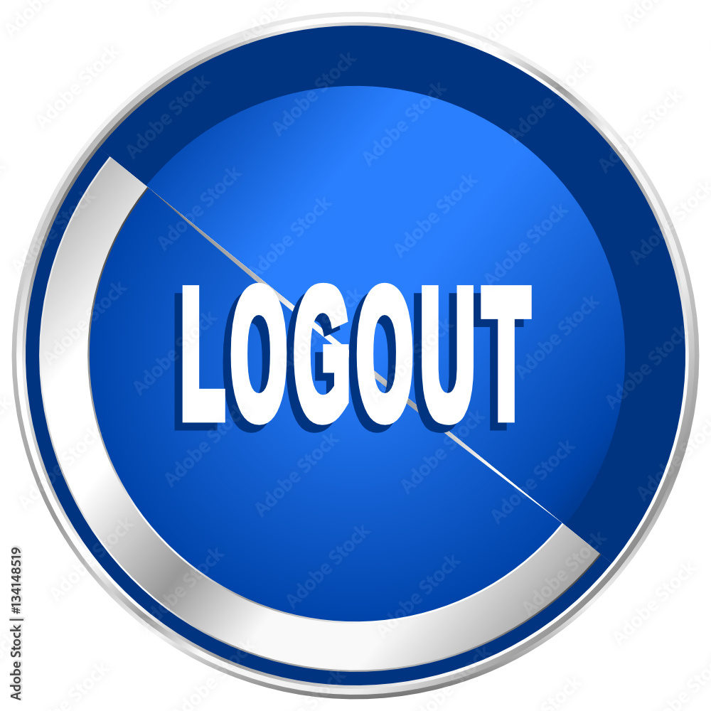 Aufkleber Logout silver metallic web and mobile phone vector icon.