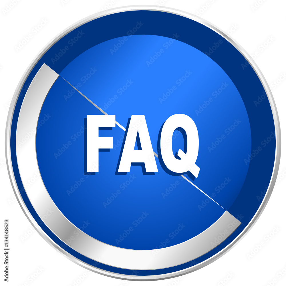 Poster Faq silver metallic web and mobile phone vector icon.