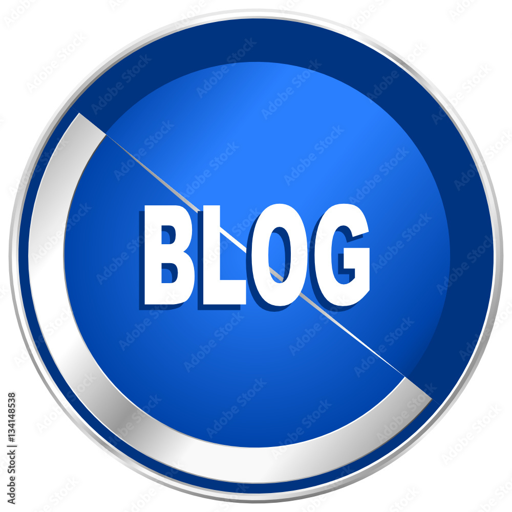 Poster blog silver metallic web and mobile phone vector icon.