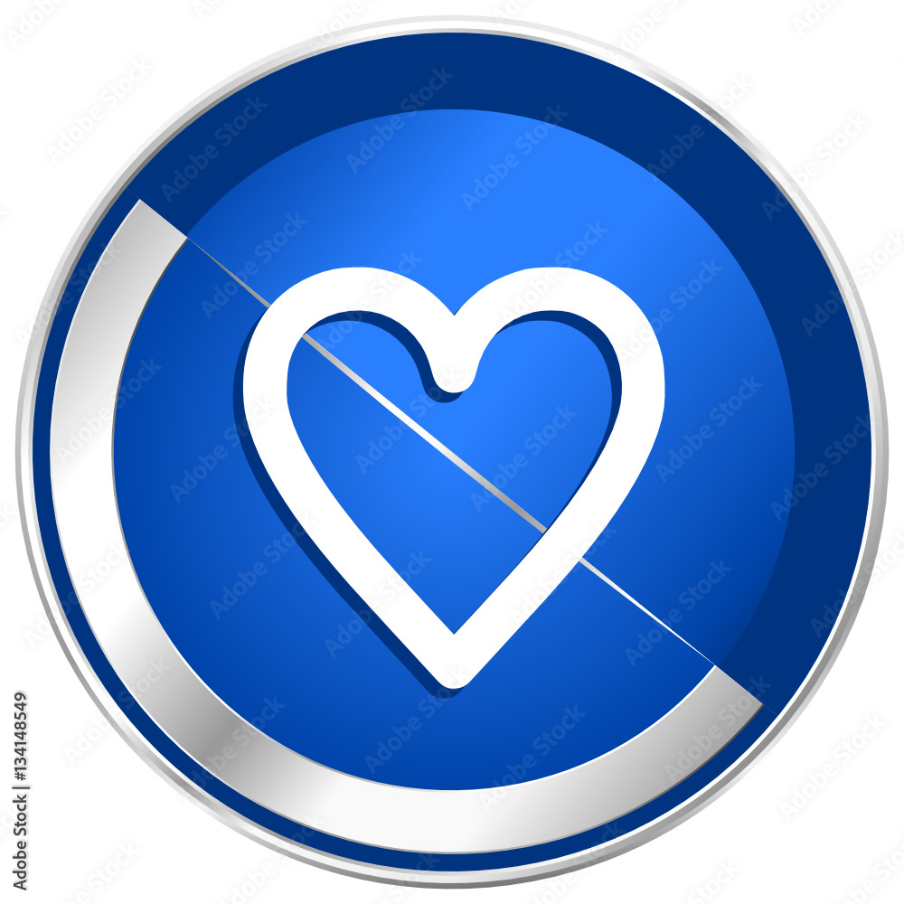 Poster heart silver metallic web and mobile phone vector icon.