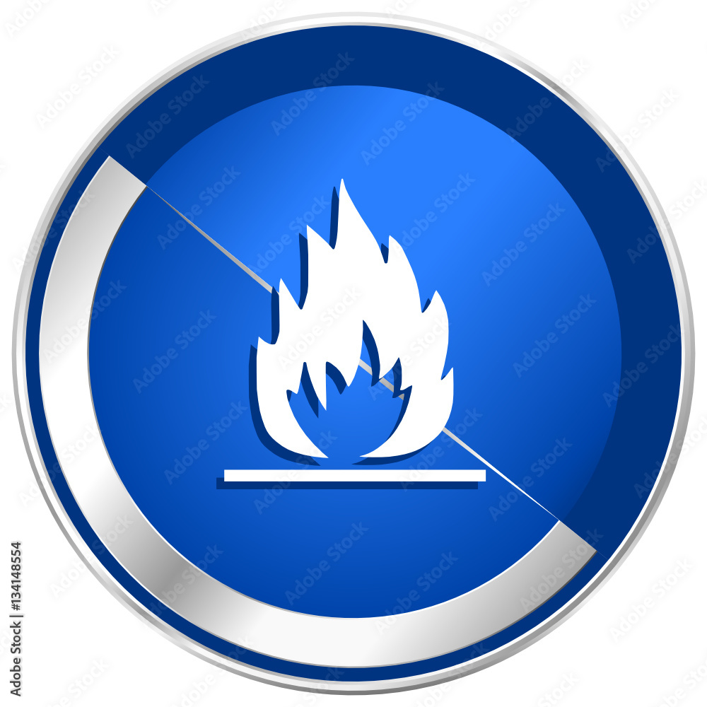 Poster flame silver metallic web and mobile phone vector icon.