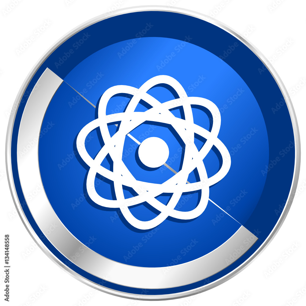 Poster atom silver metallic web and mobile phone vector icon