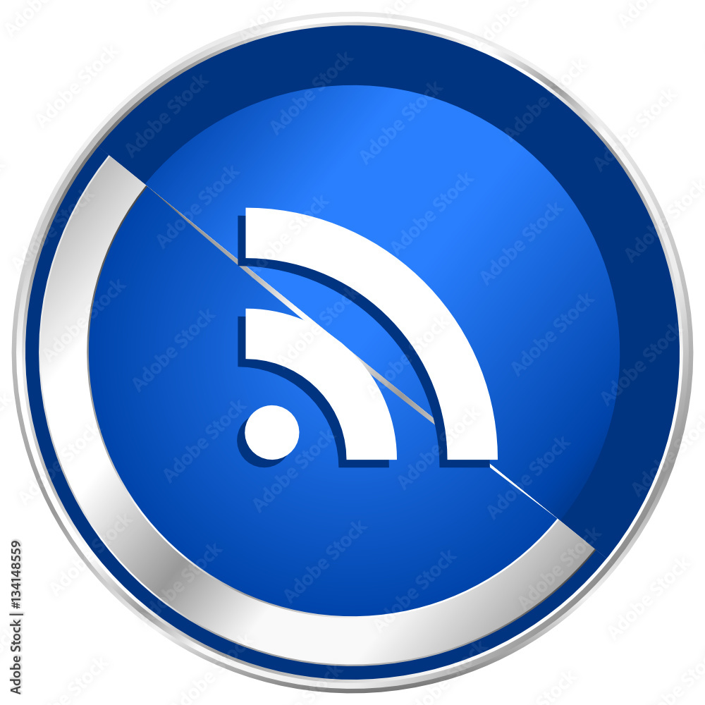 Poster Rss silver metallic web and mobile phone vector icon.